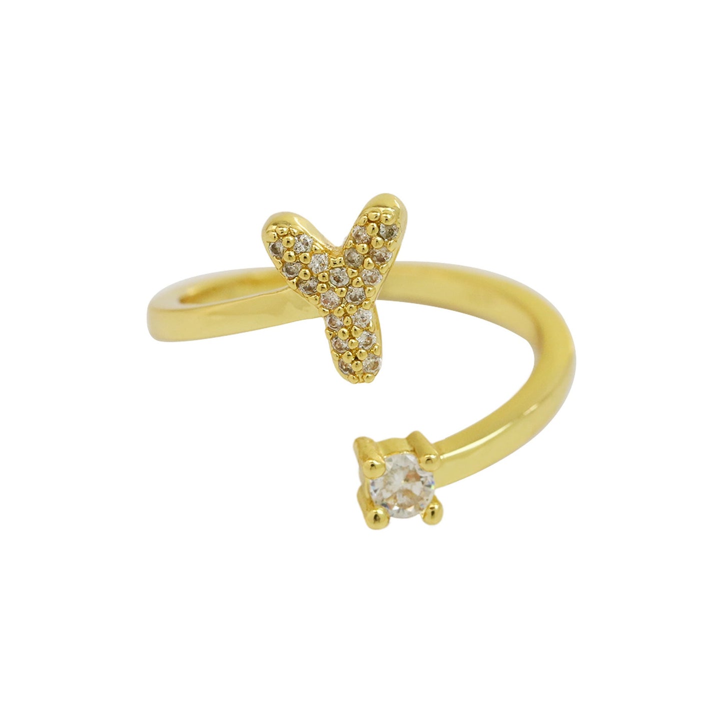 Luna Dot Initial Ring