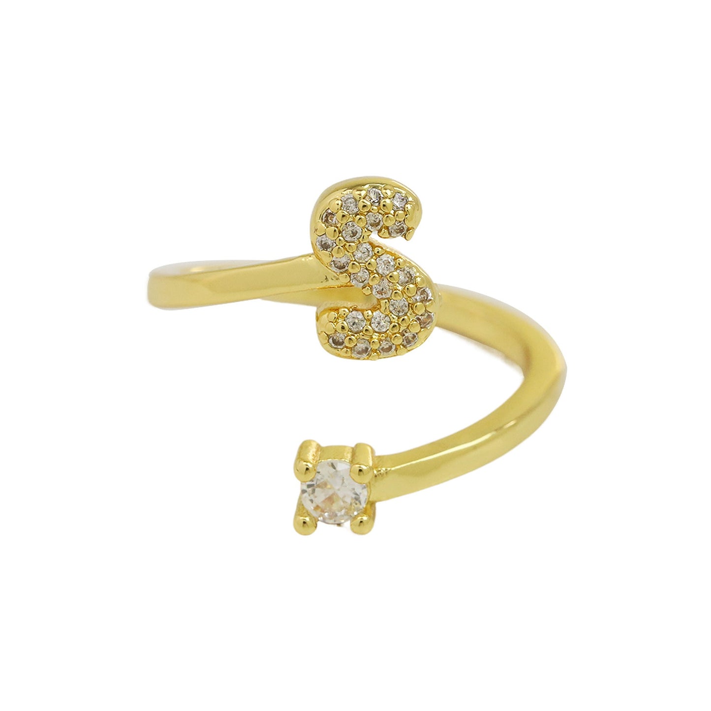 Luna Dot Initial Ring