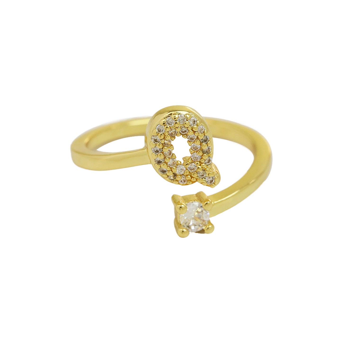 Luna Dot Initial Ring