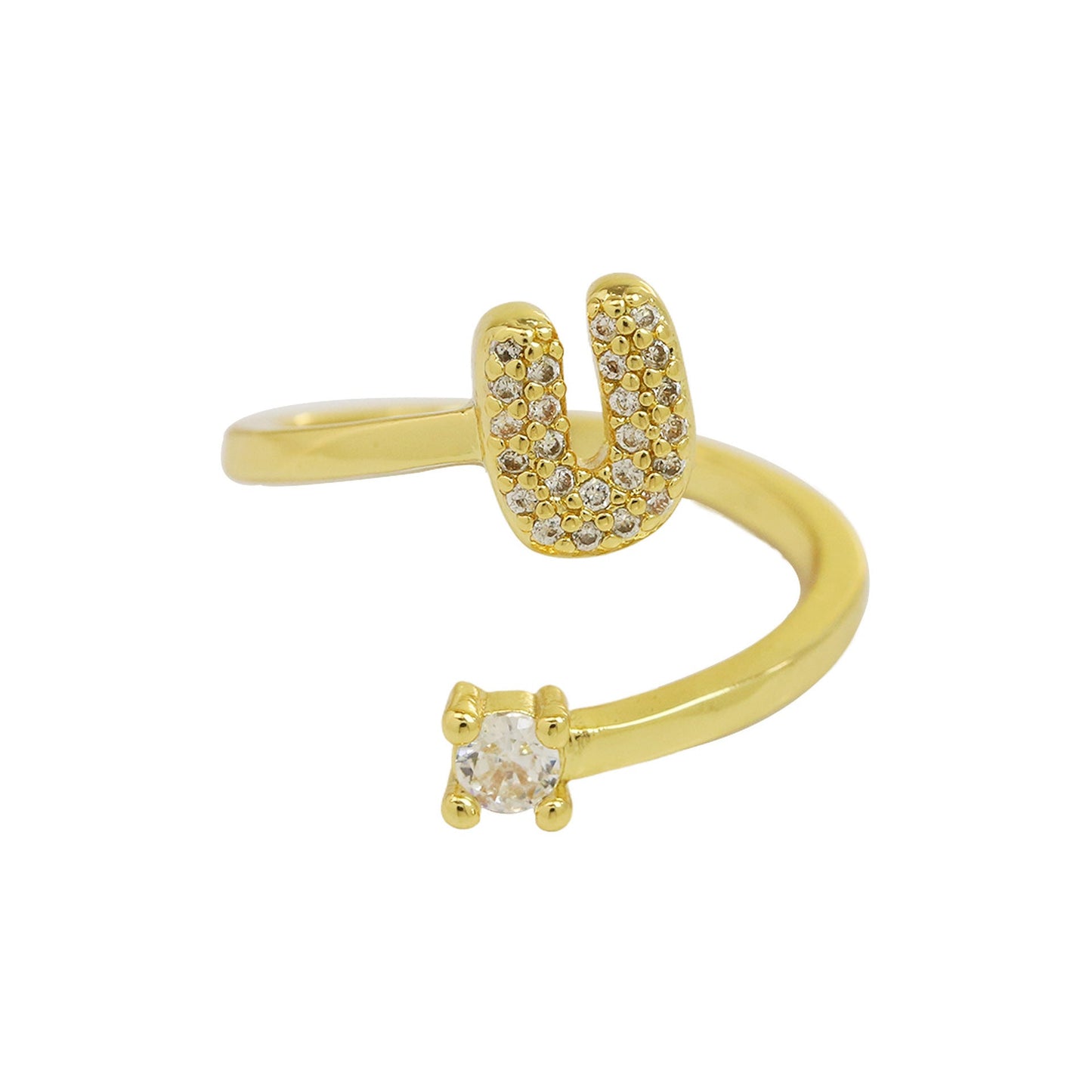 Luna Dot Initial Ring