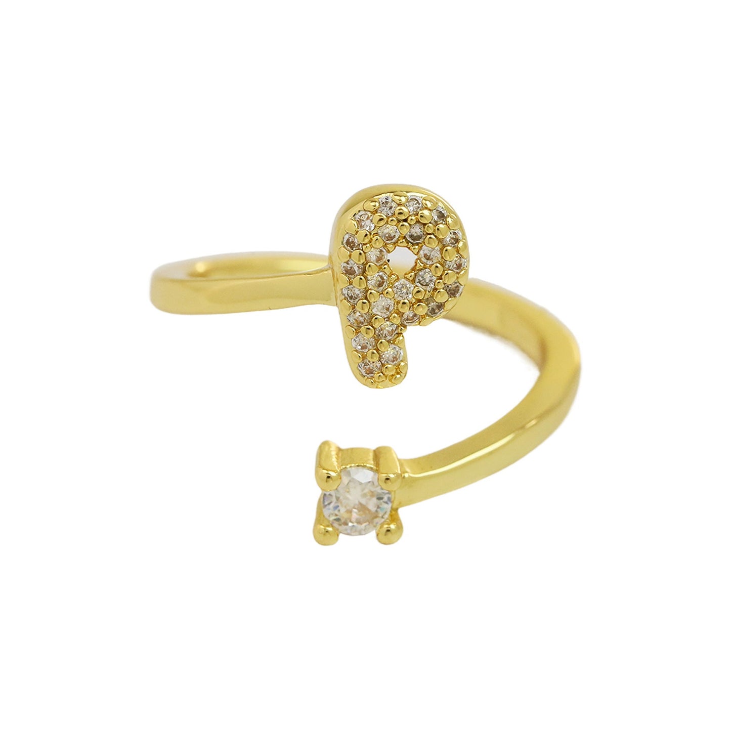 Luna Dot Initial Ring