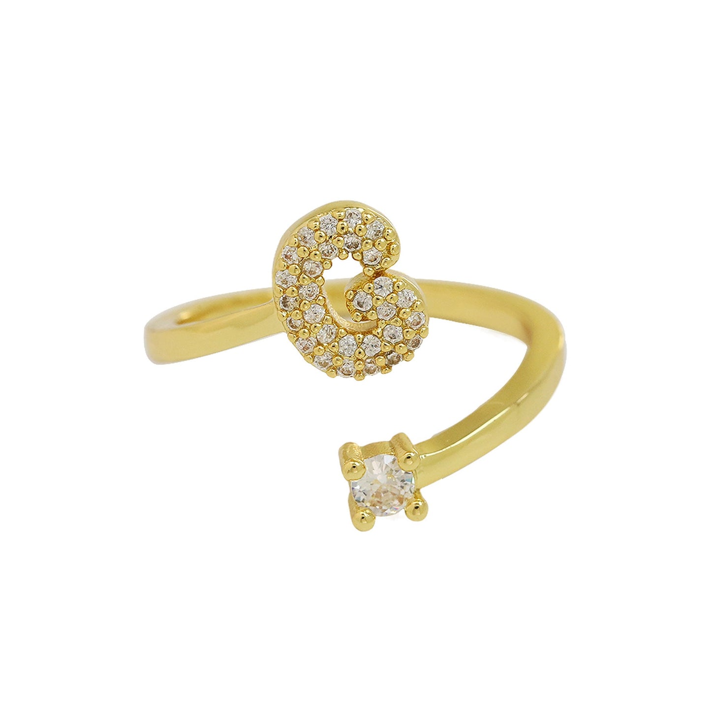 Luna Dot Initial Ring