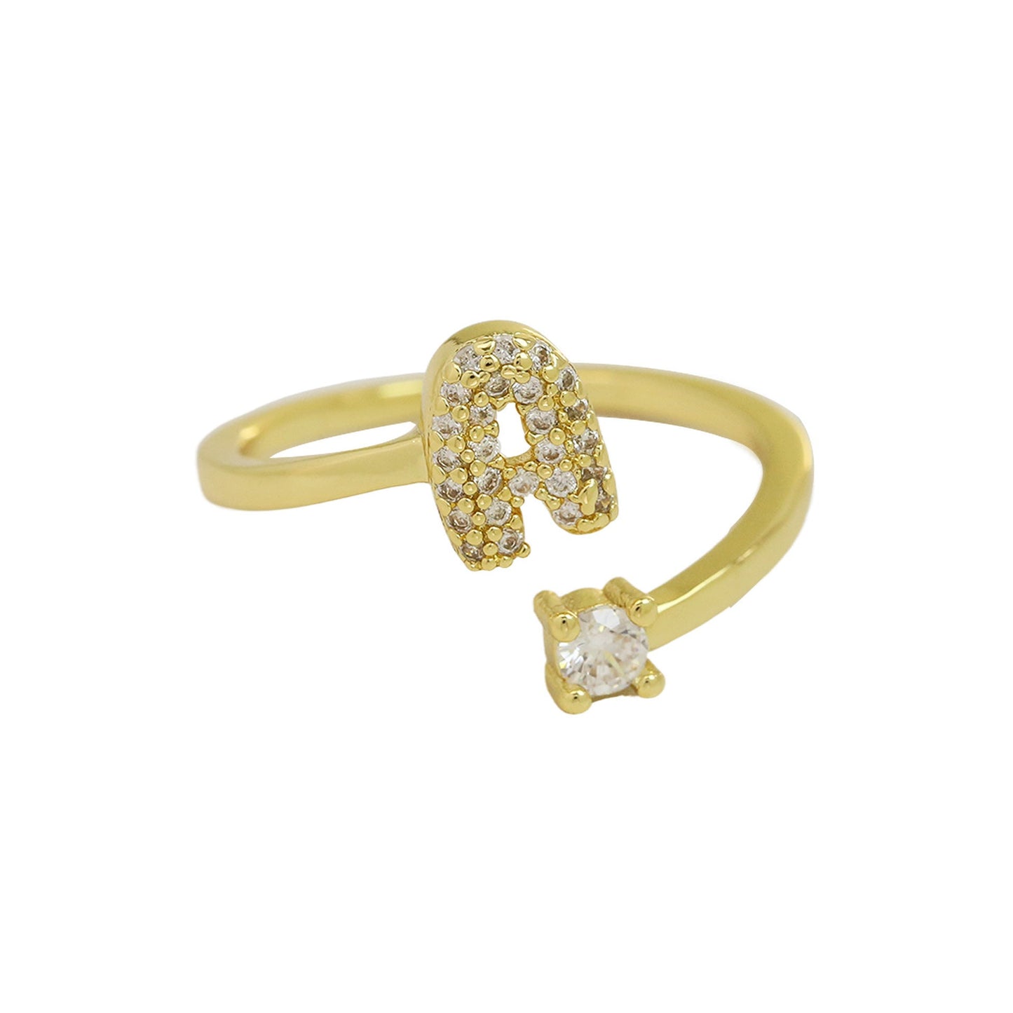 Luna Dot Initial Ring