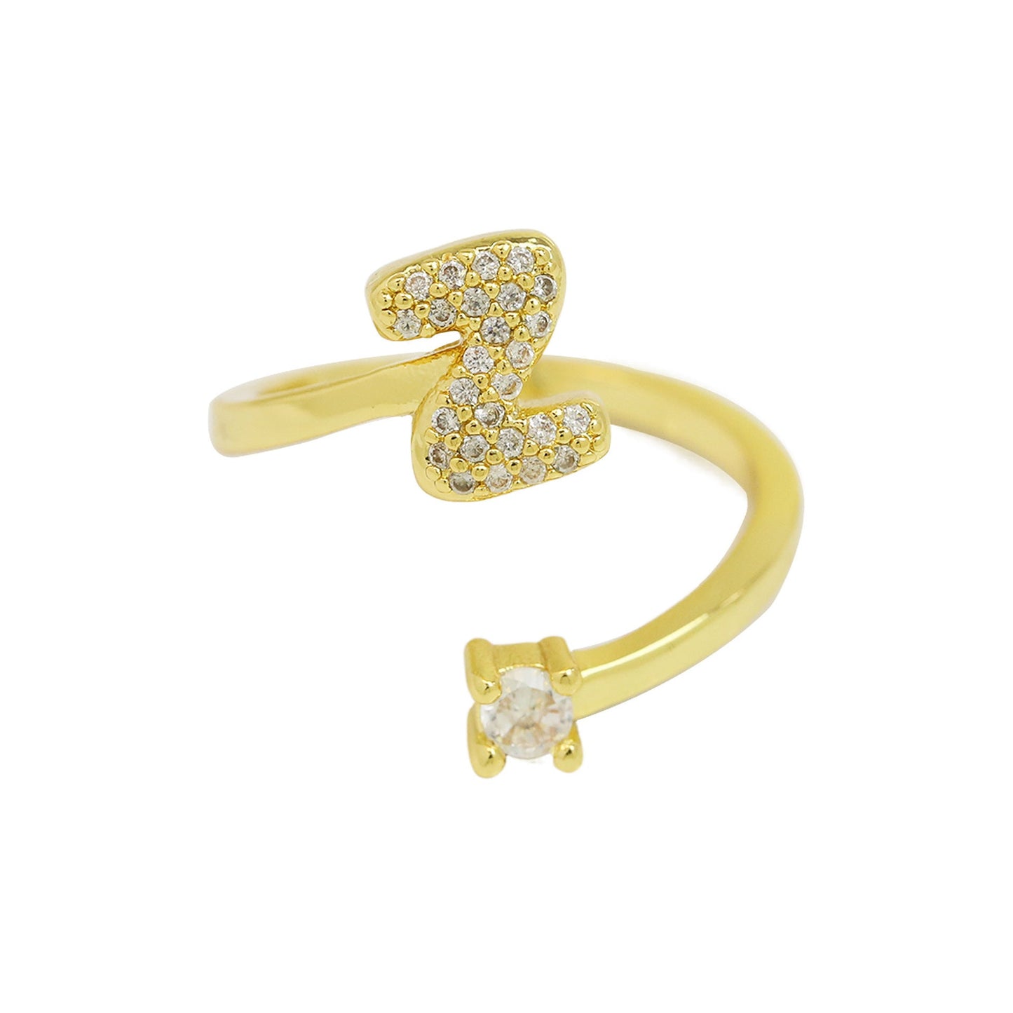 Luna Dot Initial Ring
