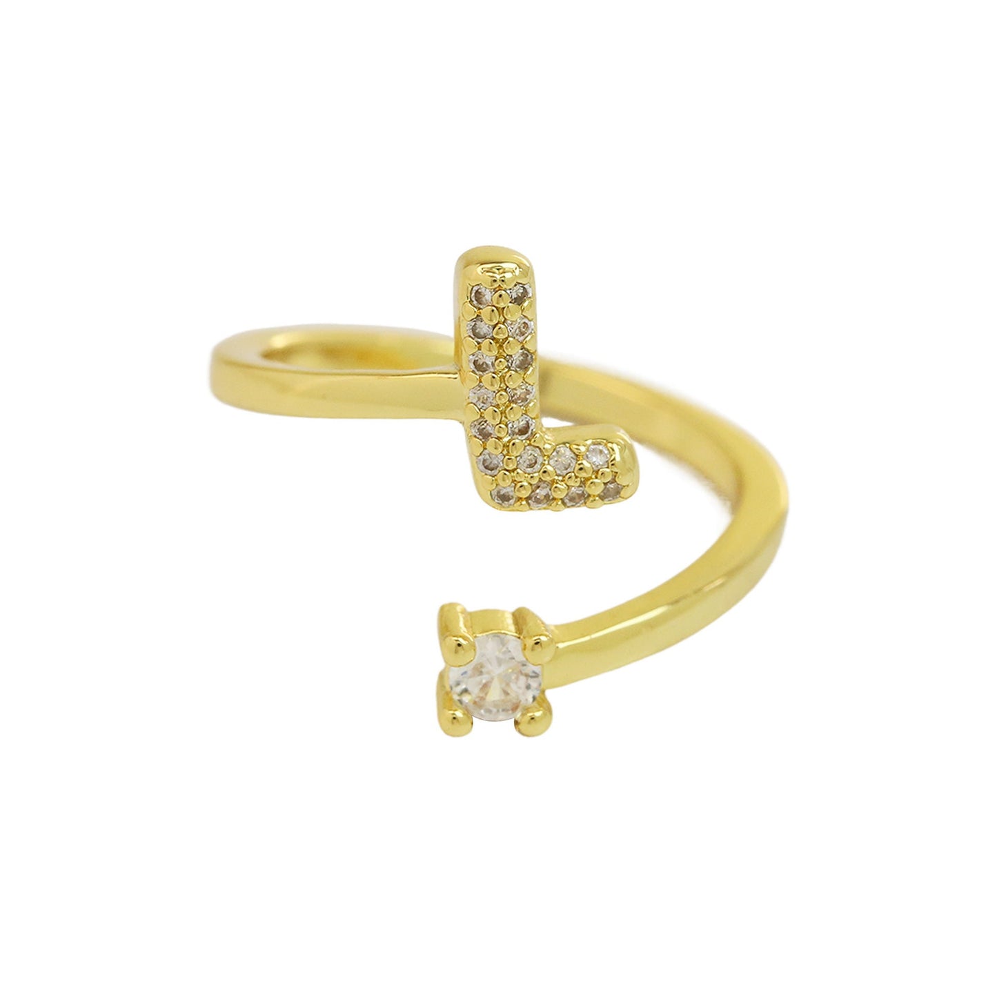 Luna Dot Initial Ring