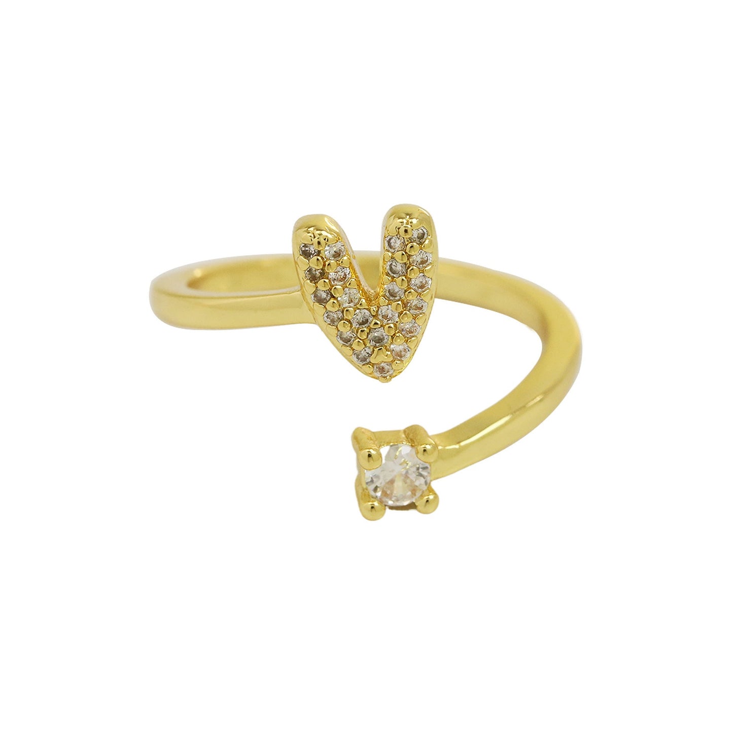 Luna Dot Initial Ring