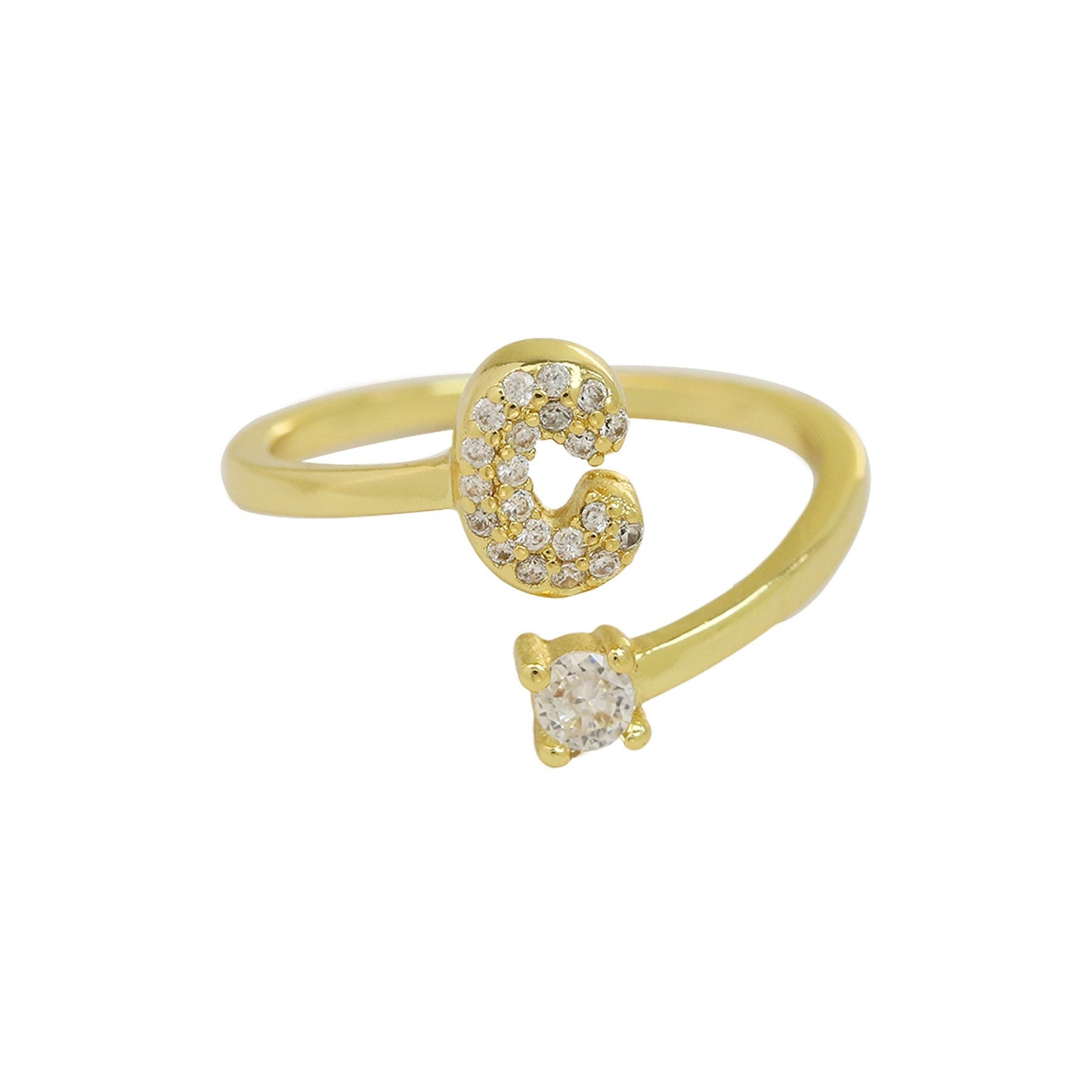 Luna Dot Initial Ring