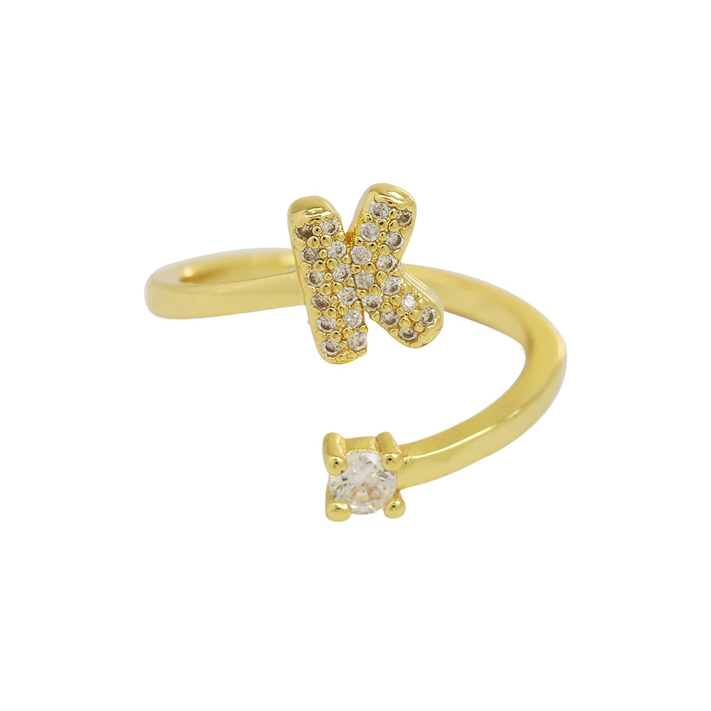 Luna Dot Initial Ring