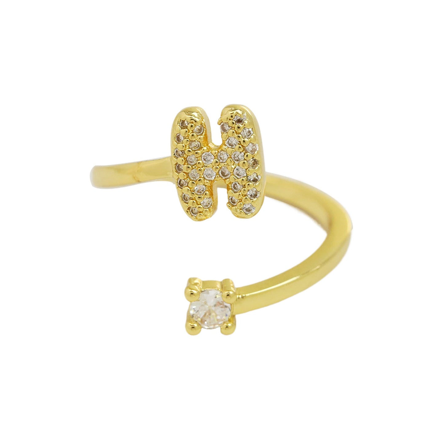 Luna Dot Initial Ring