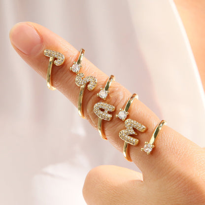 Luna Dot Initial Ring