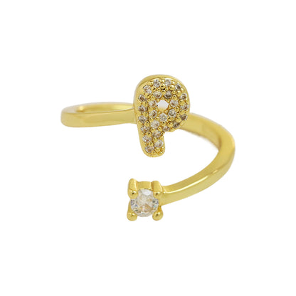 Luna Dot Initial Ring
