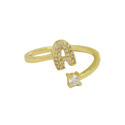Luna Dot Initial Ring