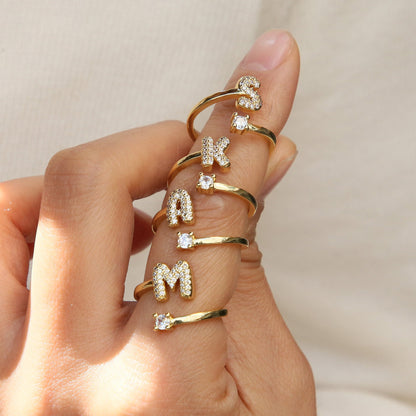 Luna Dot Initial Ring